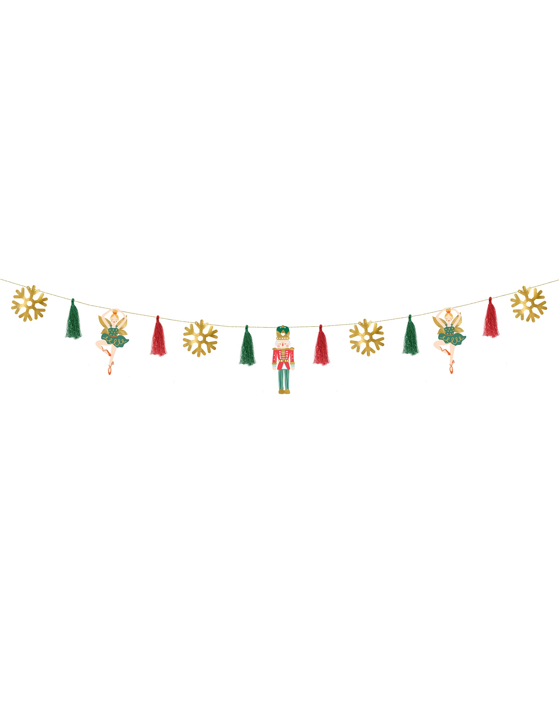 Vue d'ensemble de la guirlande en papier casse noisette et ballerine pour noël