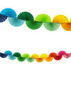 Papieren slinger regenboog waaiers 2,5 m