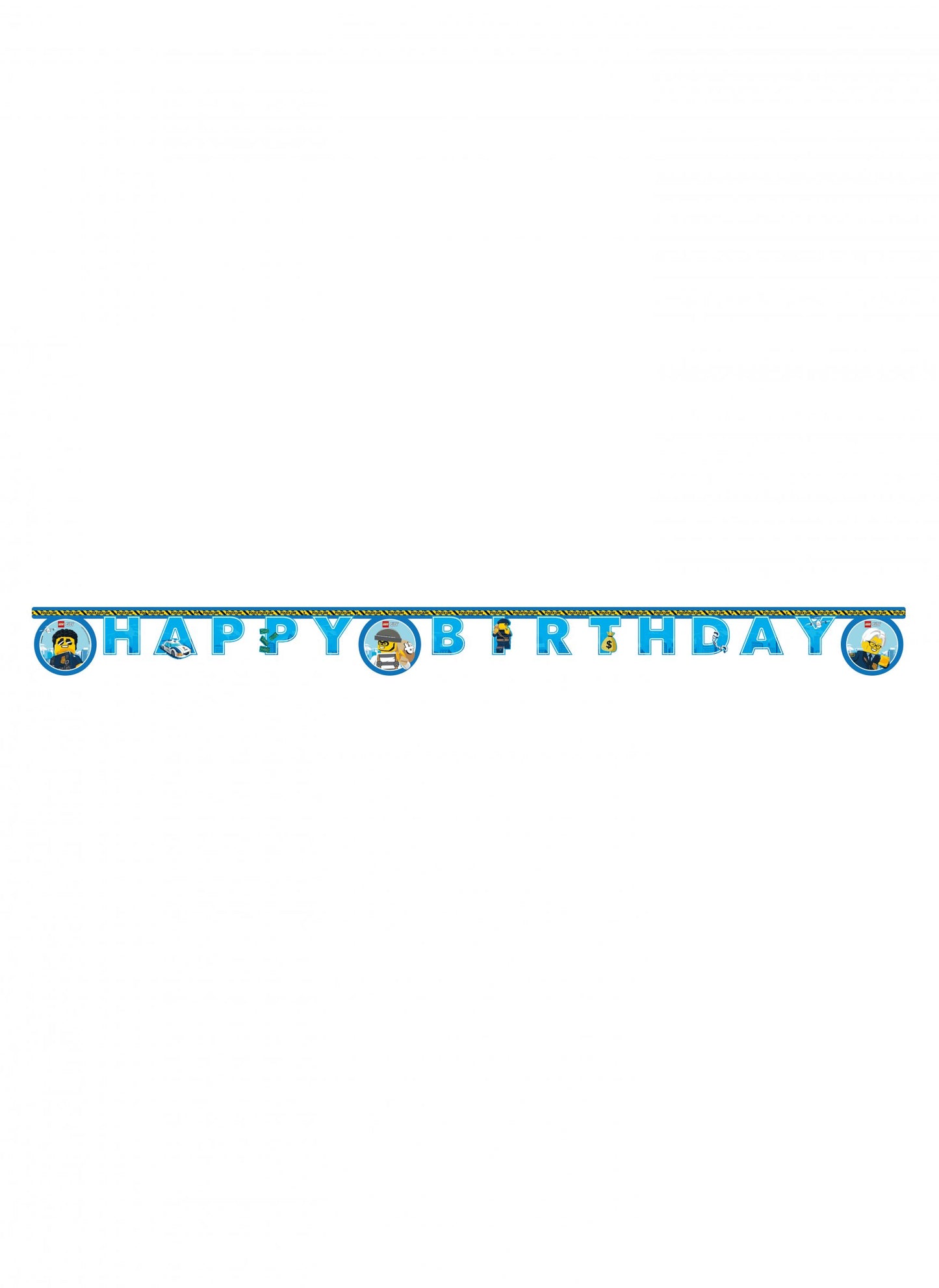 Vue de face de la guirlande en papier Happy Birthday Lego City