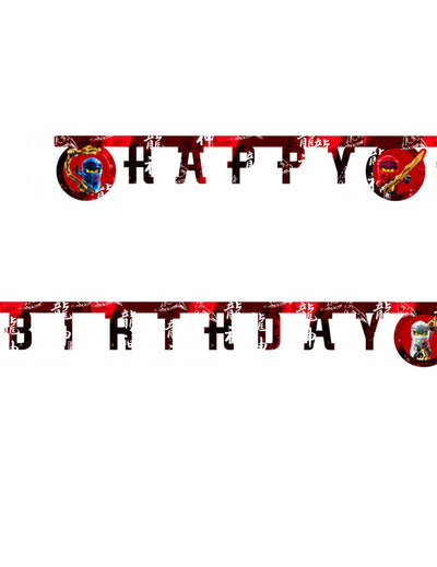 Guirlande en papier Happy Birthday Lego Ninjago pour enfant rouge