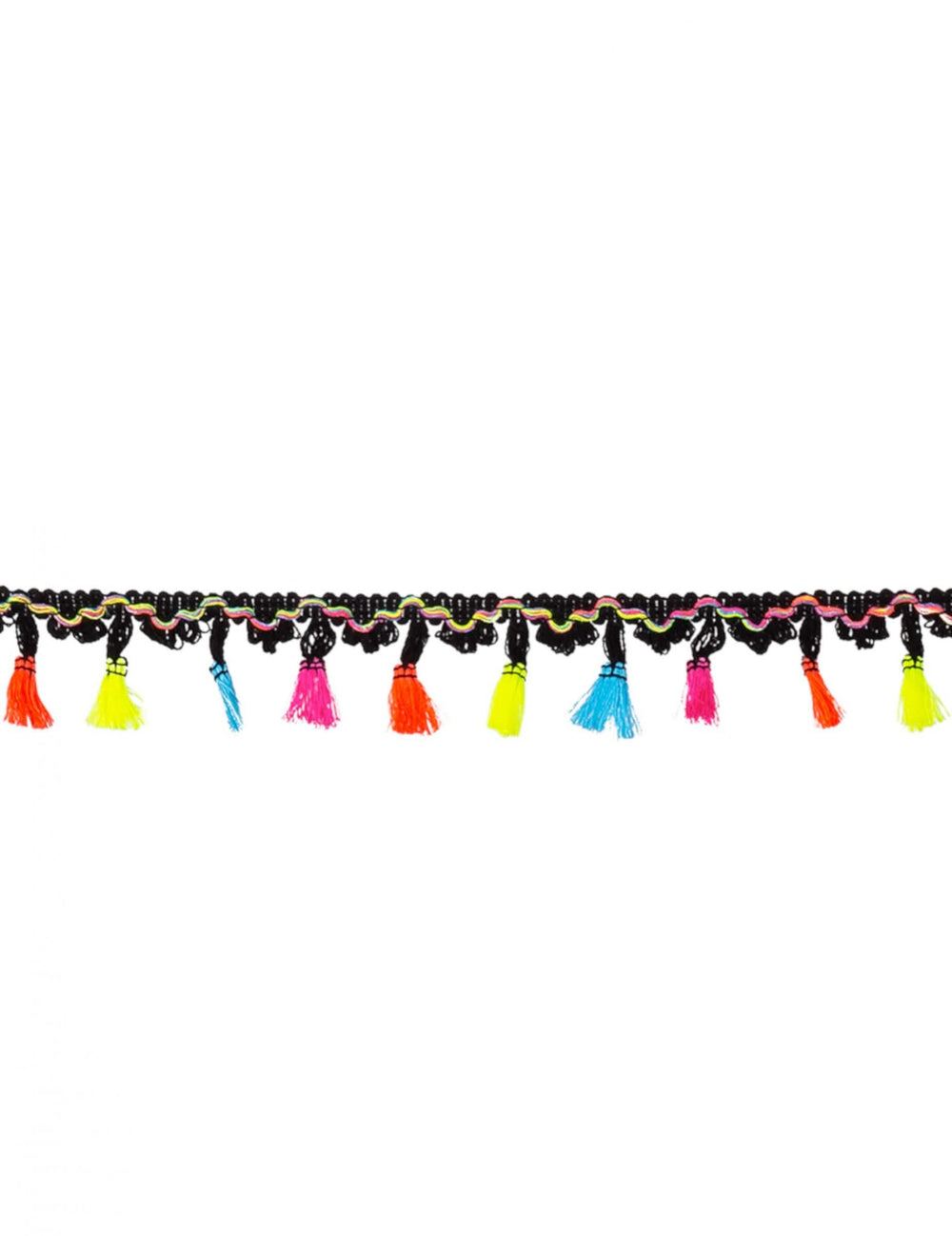 Guirlande en polyester mexicaine pompons multicolore et noire