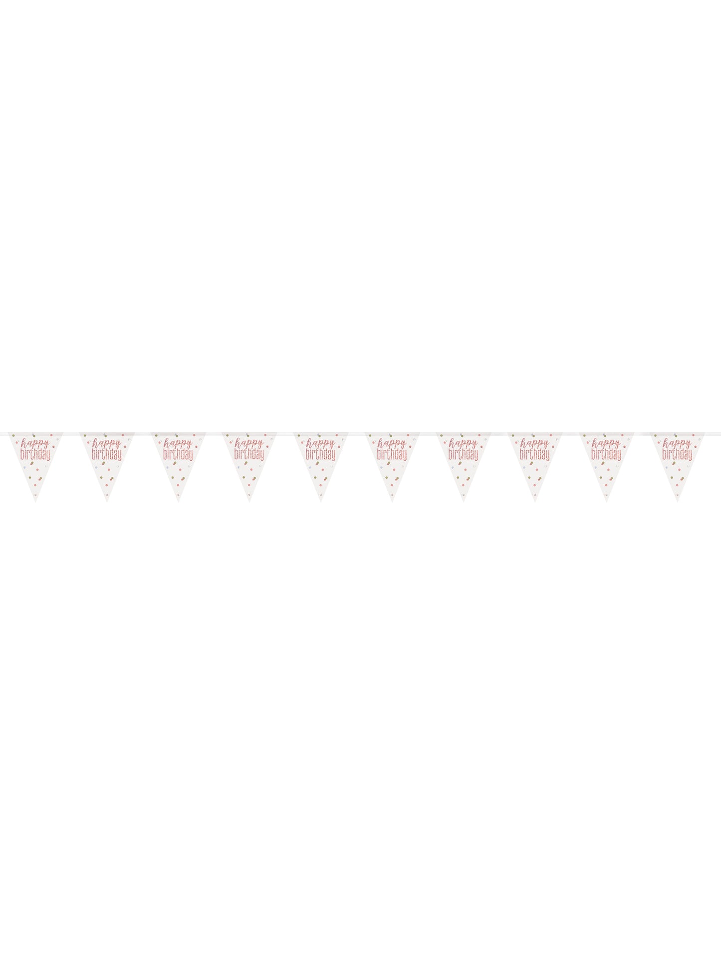 Vue d'ensemble de la guirlande fanions en plastique Happy Birthday