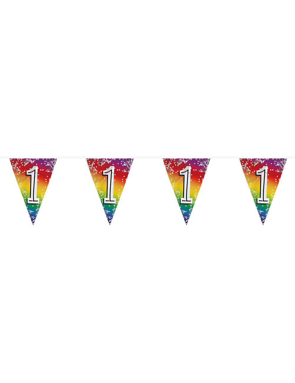 Guirlande de fanions métalliques anniversaire pour fête chiffre 1 arc-en-ciel