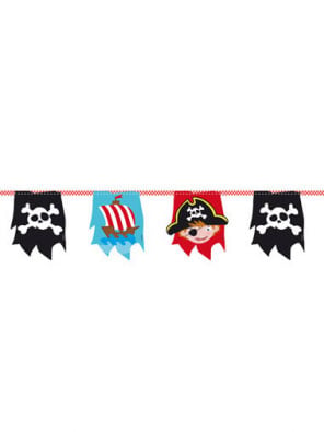 Guirlande fanions pirate petit moussaillon multicolore en carton de 4 mètres