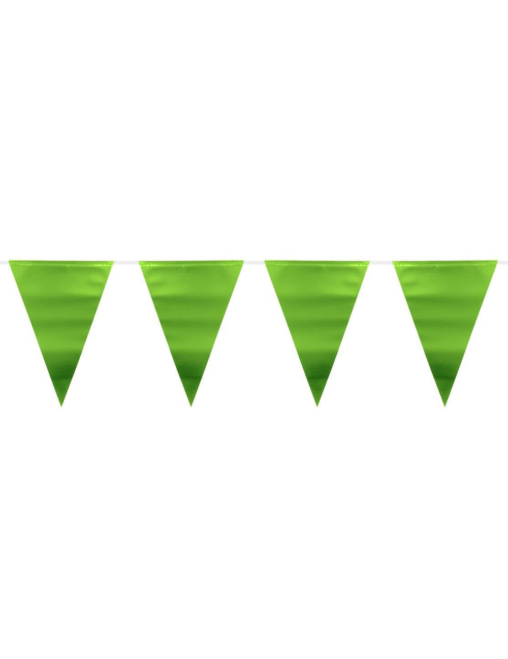 Guirlande met groene metallic vlaggetjes voor een feest, groene glans