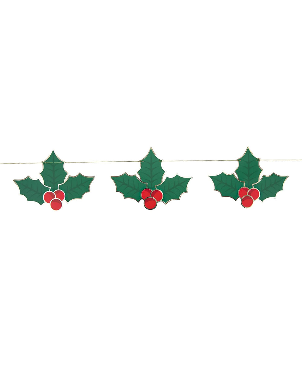 Guirlande houx de noël pour décoration rouge et verte en carton