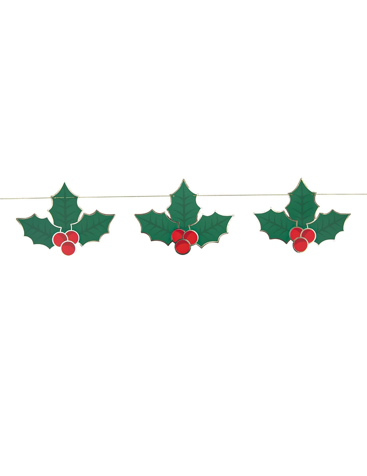 Guirlande houx de noël pour décoration rouge et verte en carton