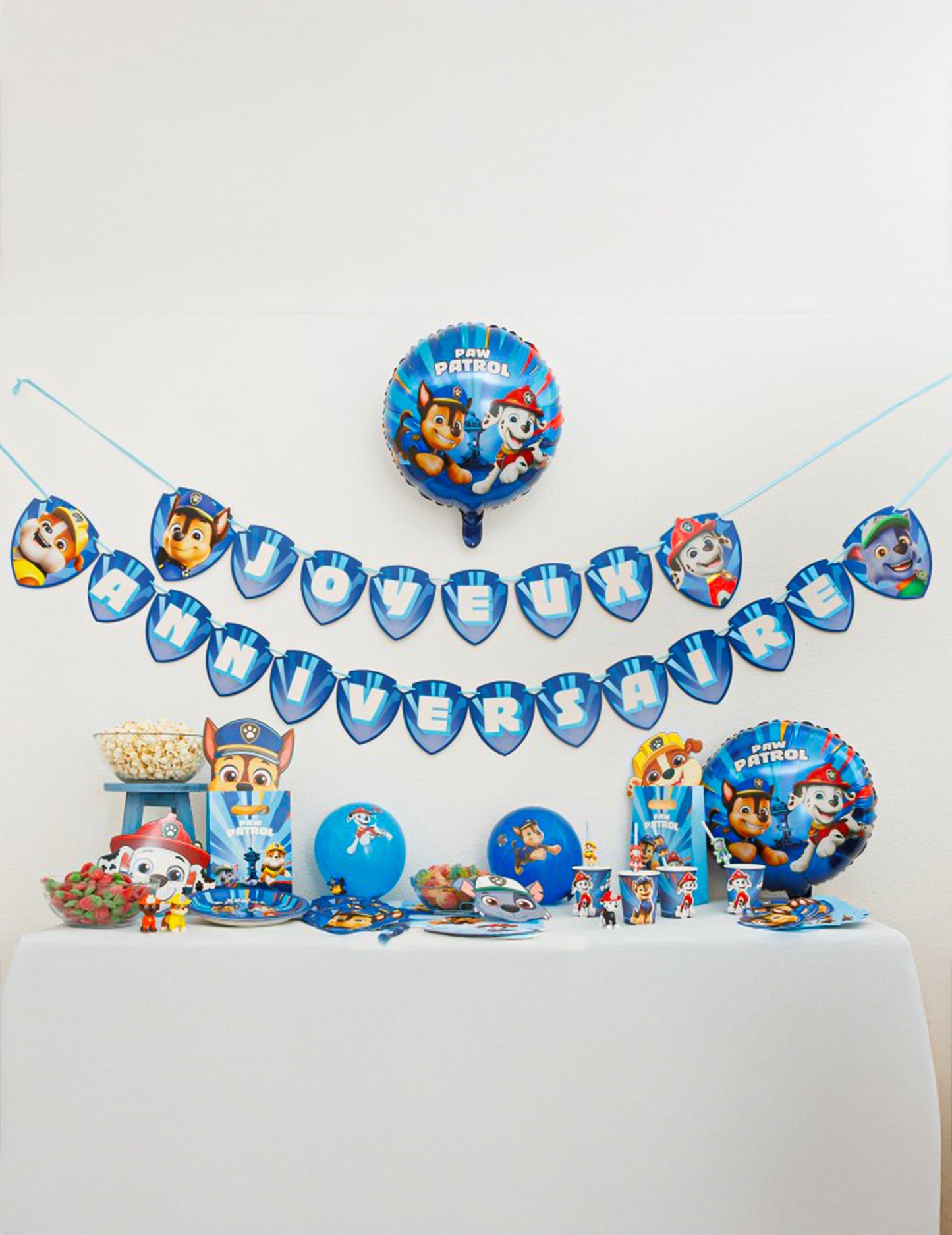 Guirlande en papier Joyeux anniversaire bleue Pat'patrouille™ 2m50