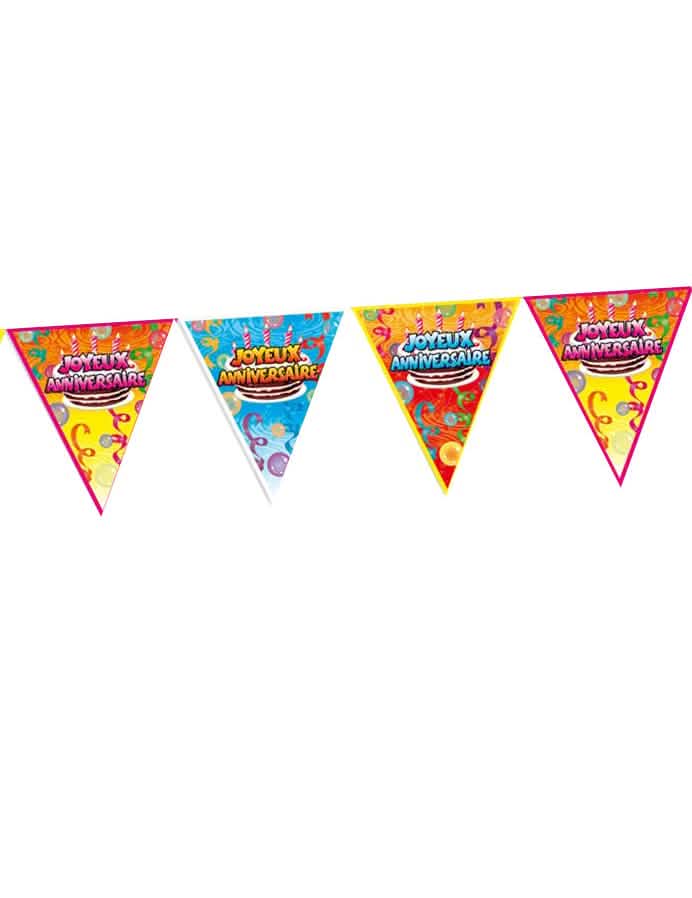 Slinger verjaardagsfeest multicolor met motieven van taarten en ballonnen