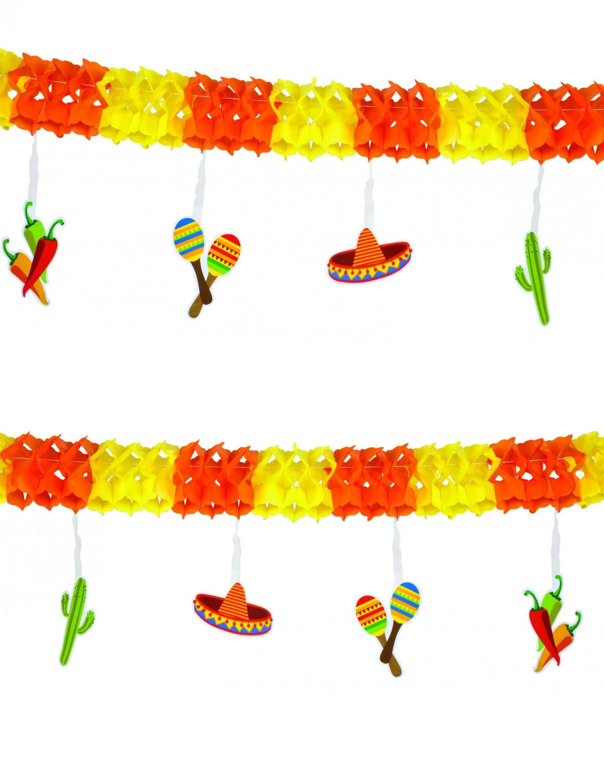 Mexicaanse slinger voor een feest oranje en geel met sombrero's en cactus