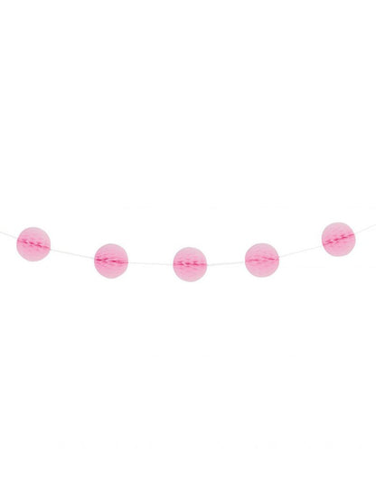 Guirlande boules alvéolées pour fête rose clair