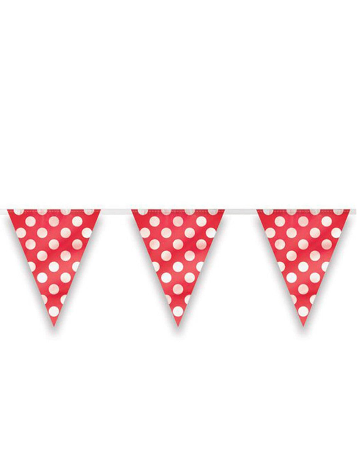 Guirlande à fanions à pois pour fête rouge et blanc