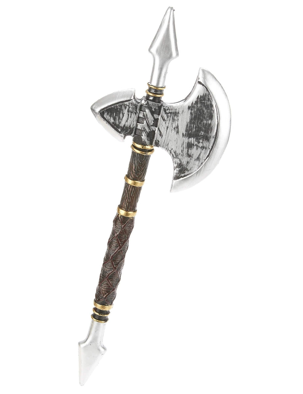 Hache à pointes viking pour adulte argentée et marron en plastique