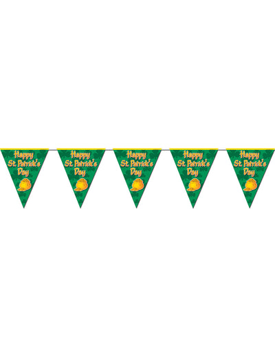 Guirlande fanions Happy St Patrick's Day pour décoration vert avec trèfles et pot d'or