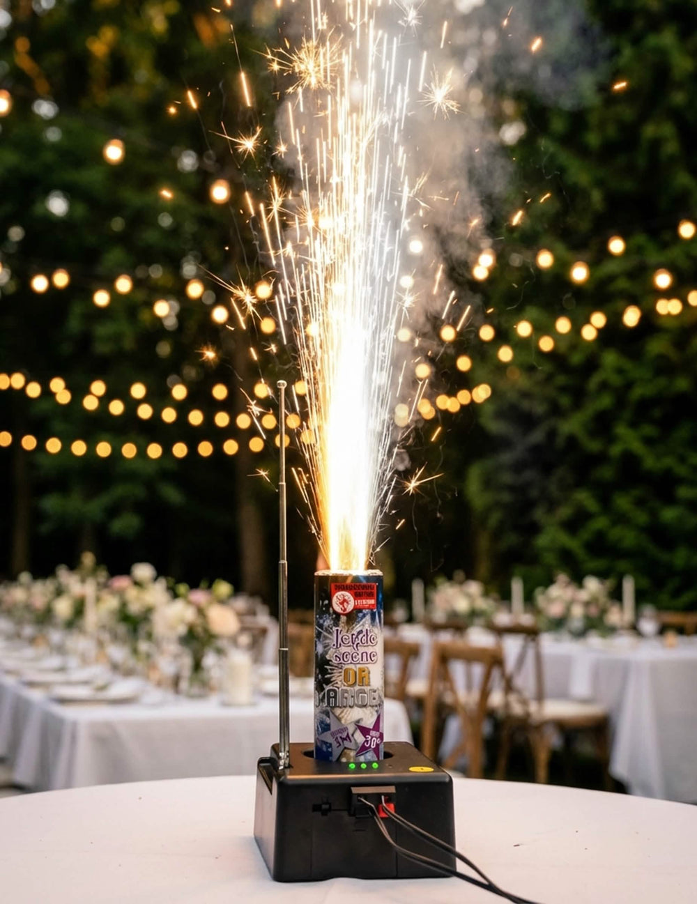 Mise en situation du jet de scène 3 mètres 30 secondes pour mariage or et argent