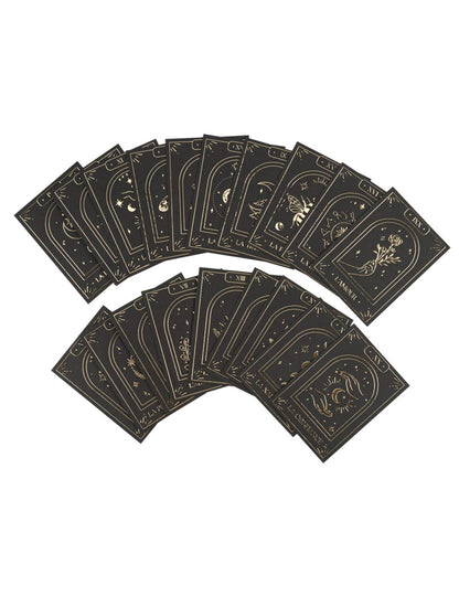 Jeu de 20 cartes oracle divinatoire Cosmic Spirit en papier noir et or 8 x 11 cm