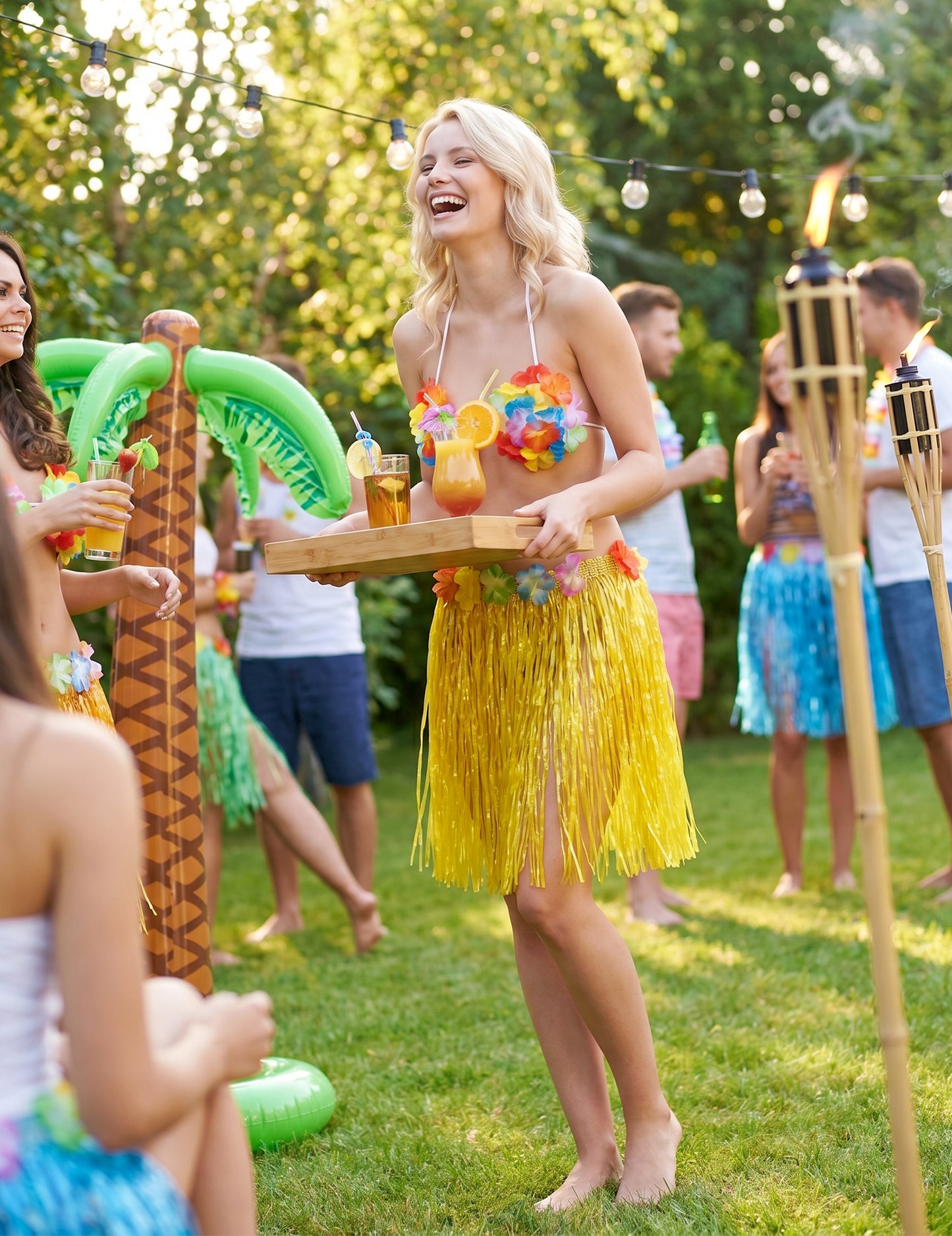 Gele hawaiiaanse rok voor volwassen