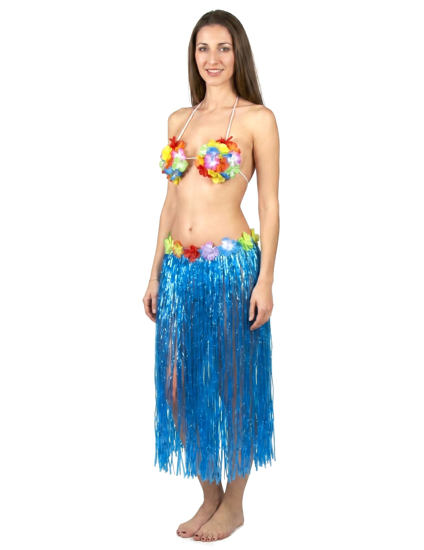 Jupe hawaïenne longue bleue adulte