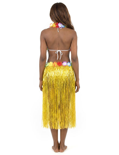 Jupe hawaïenne longue jaune adulte