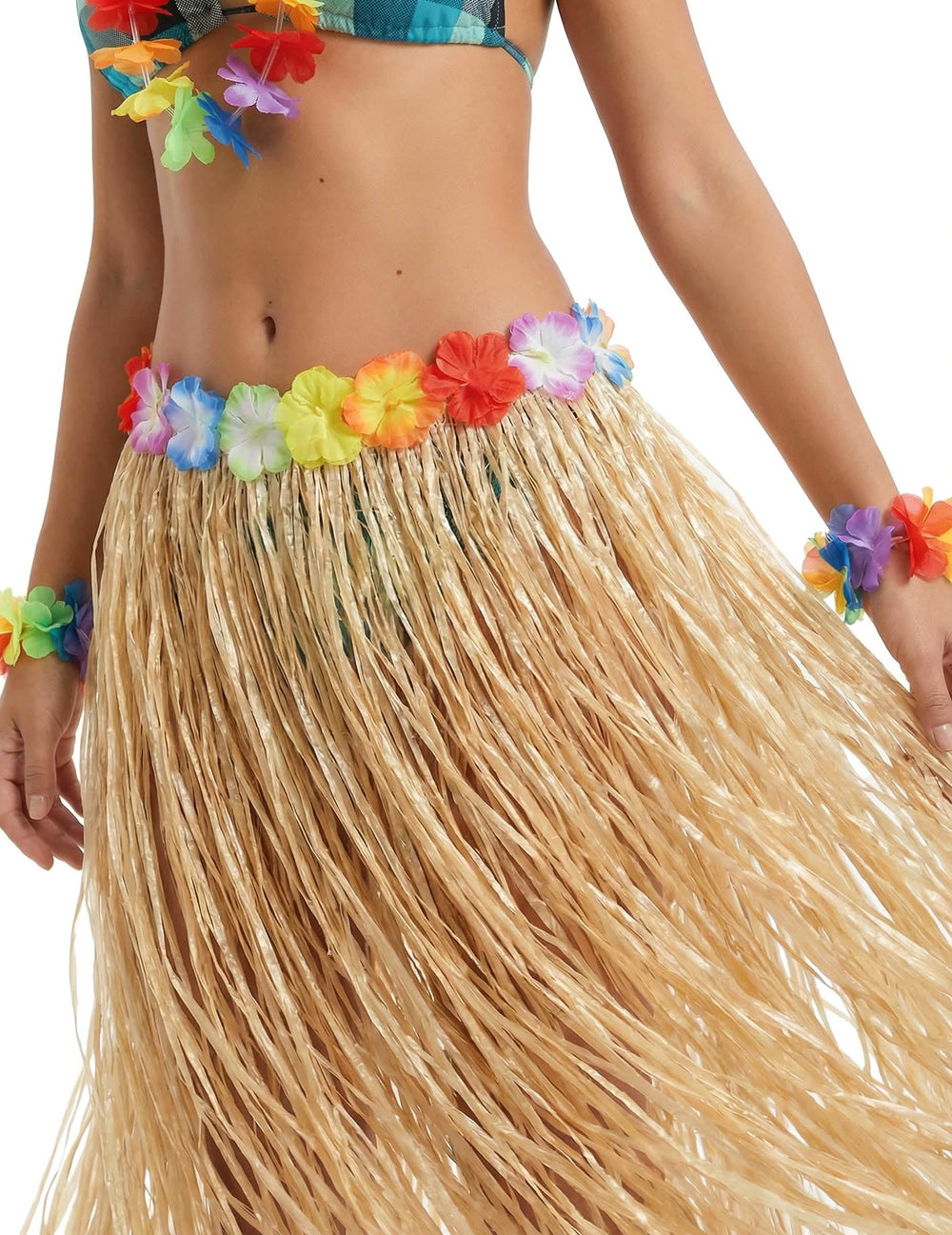 Close-up van de bloemenriem van de lange Hawaiiaanse rok voor volwassenen