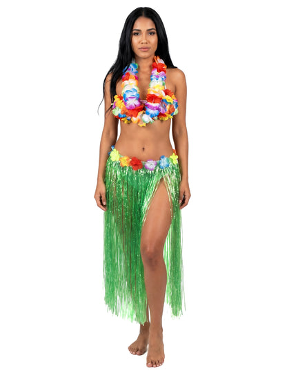 Jupe hawaïenne longue verte adulte