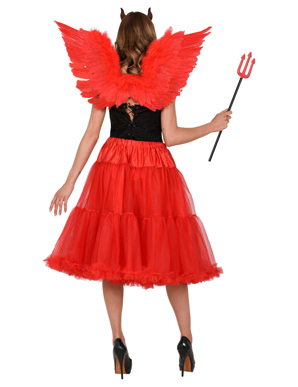 Détail des volants du jupon en tulle pour femme rouge de 65 cm