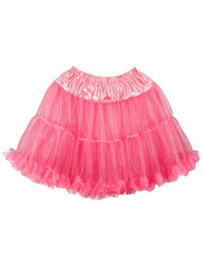 Vue à plat du jupon mi-long rose pour femme