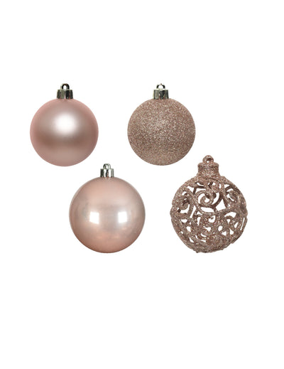 Boules de Noël pour décoration rose gold brillantes et mates