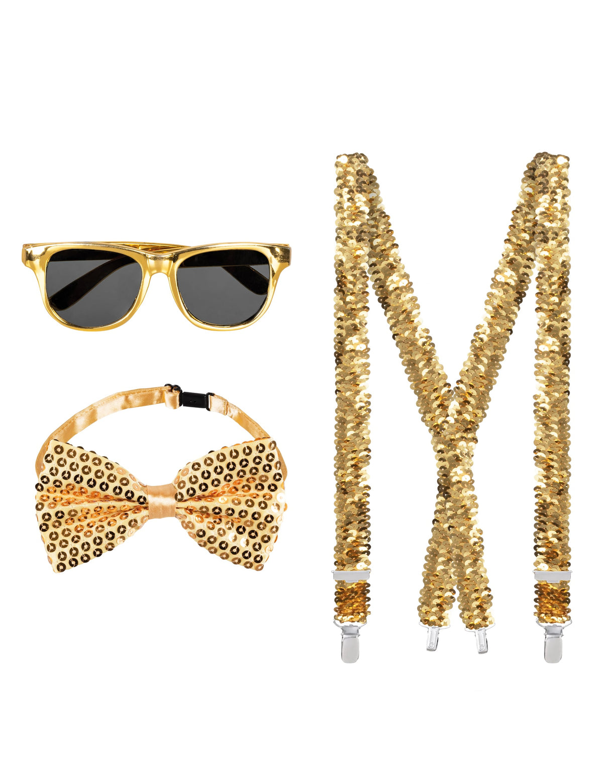 Vue d'ensemble du kit accessoires à sequins dorés
