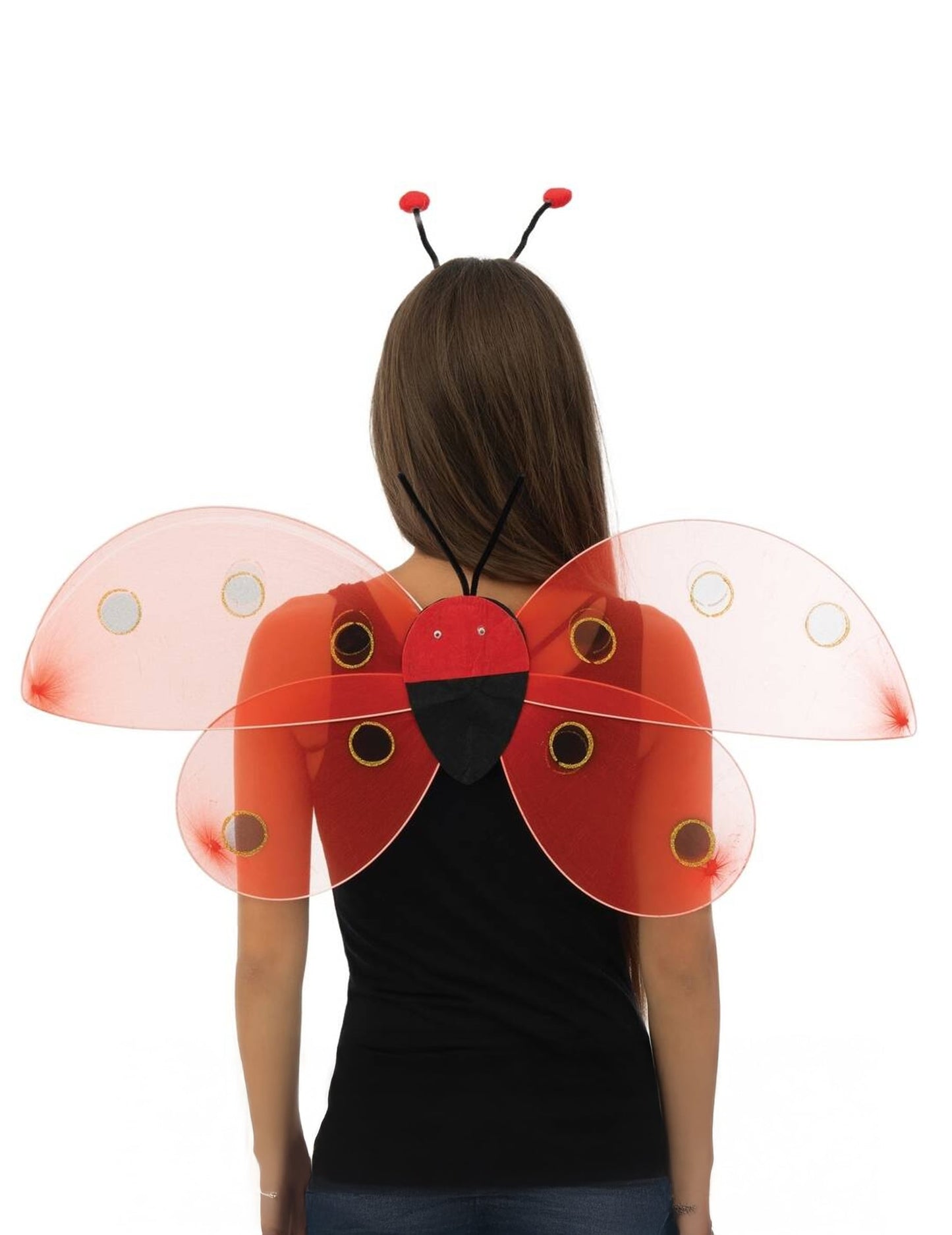 Kit accessoires coccinelle pour adulte rouge et noir avec ailes et serre-tête
