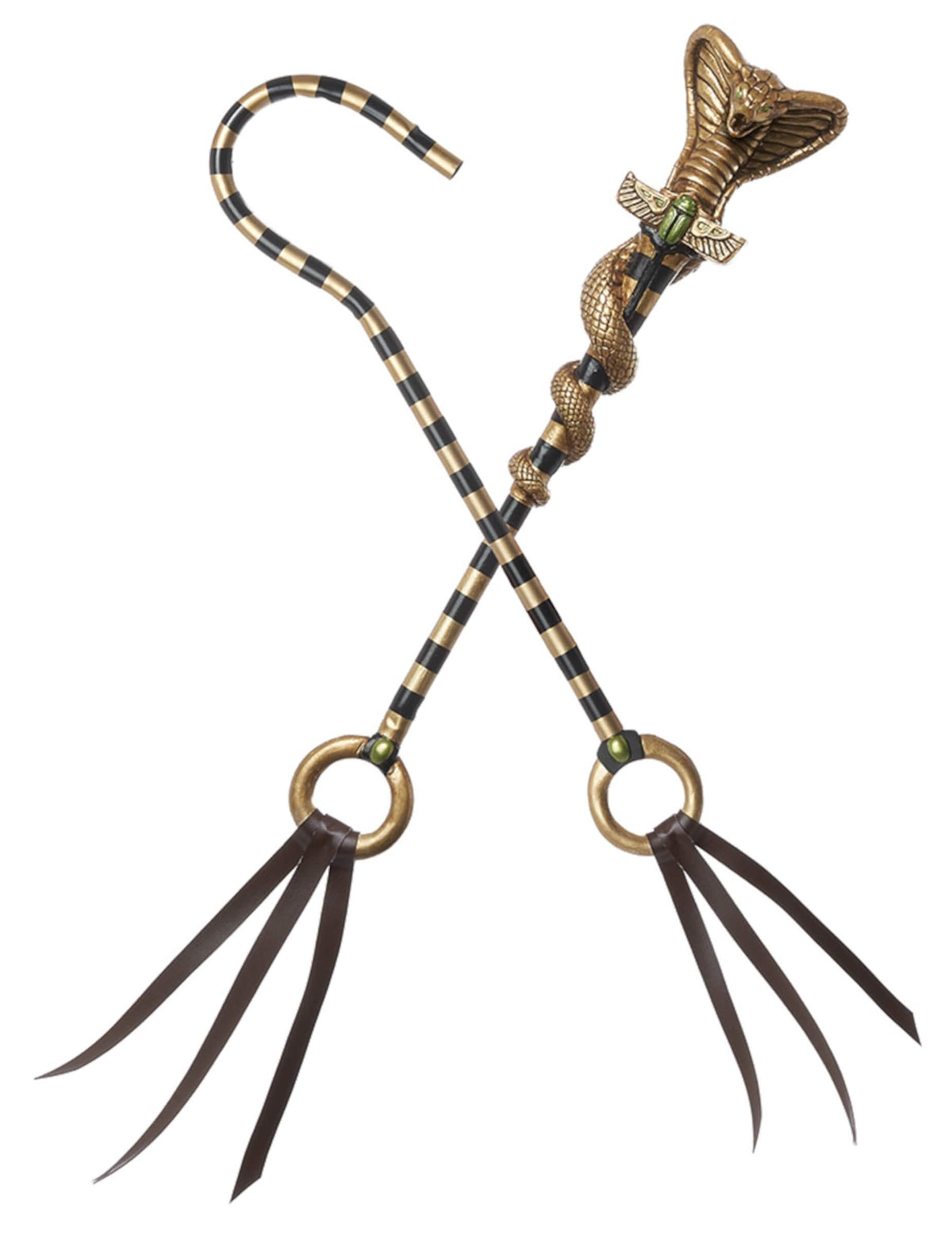 Kit accessoires pharaon Egyptien luxe pour adulte or et noir avec cobra et fléau