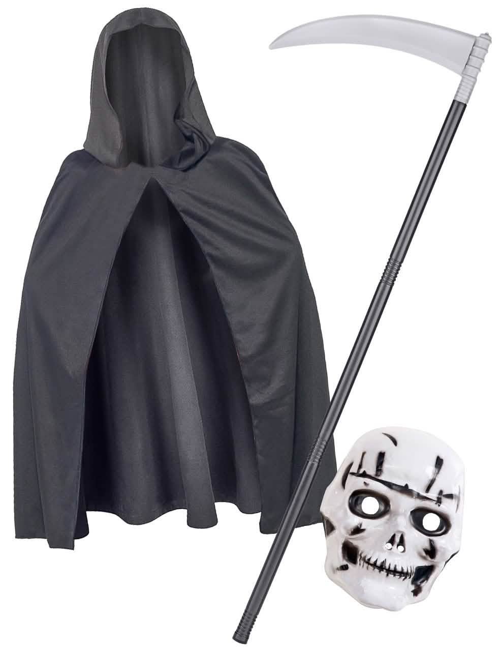 Kit accessoires skelet voor kinderen black & white met cape, masker en faux