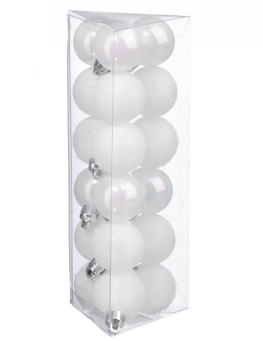 Lot de 18 mini boules de Noël blanches pailletées et mates