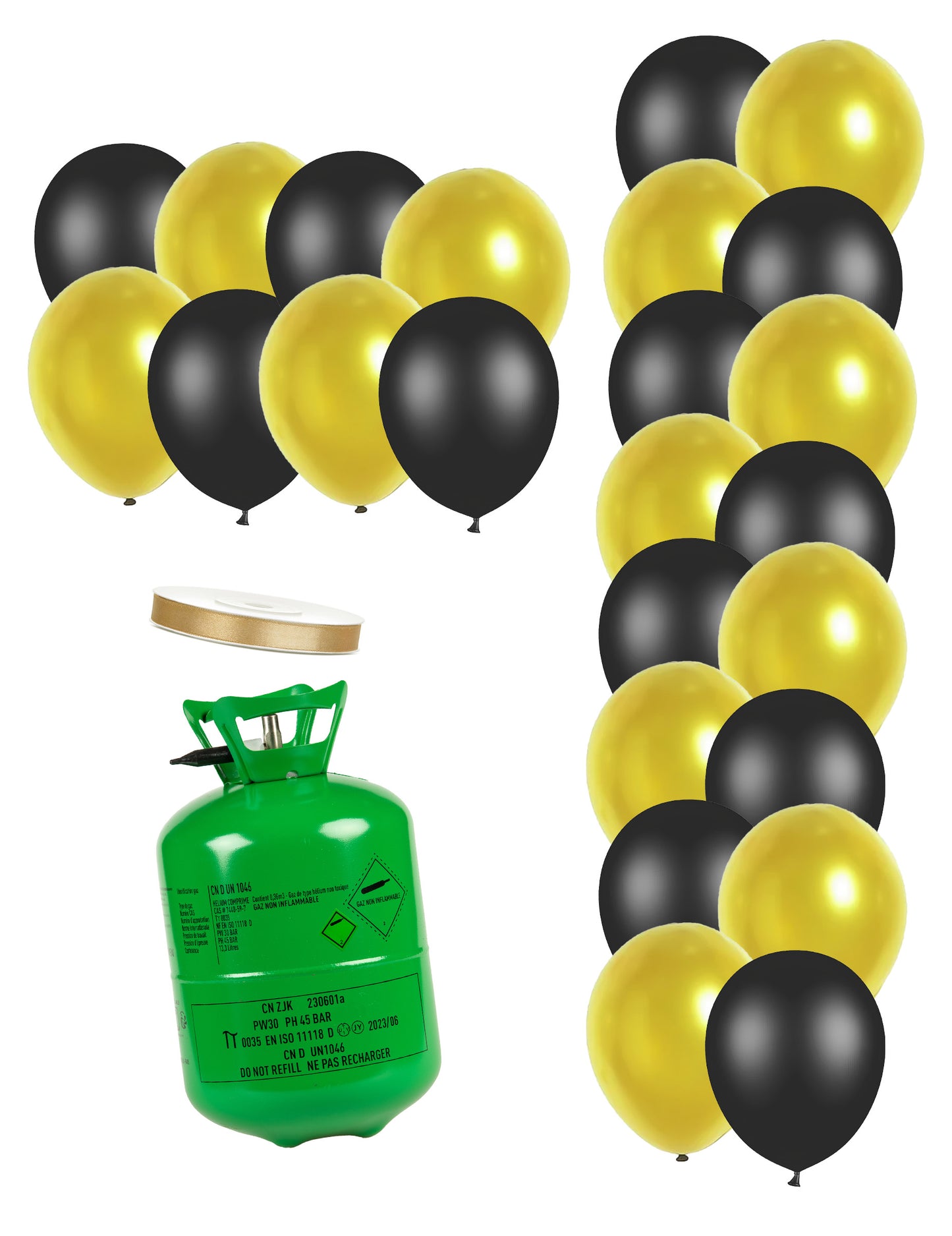 Heliumflesset 24 ballonnen zwart-goud