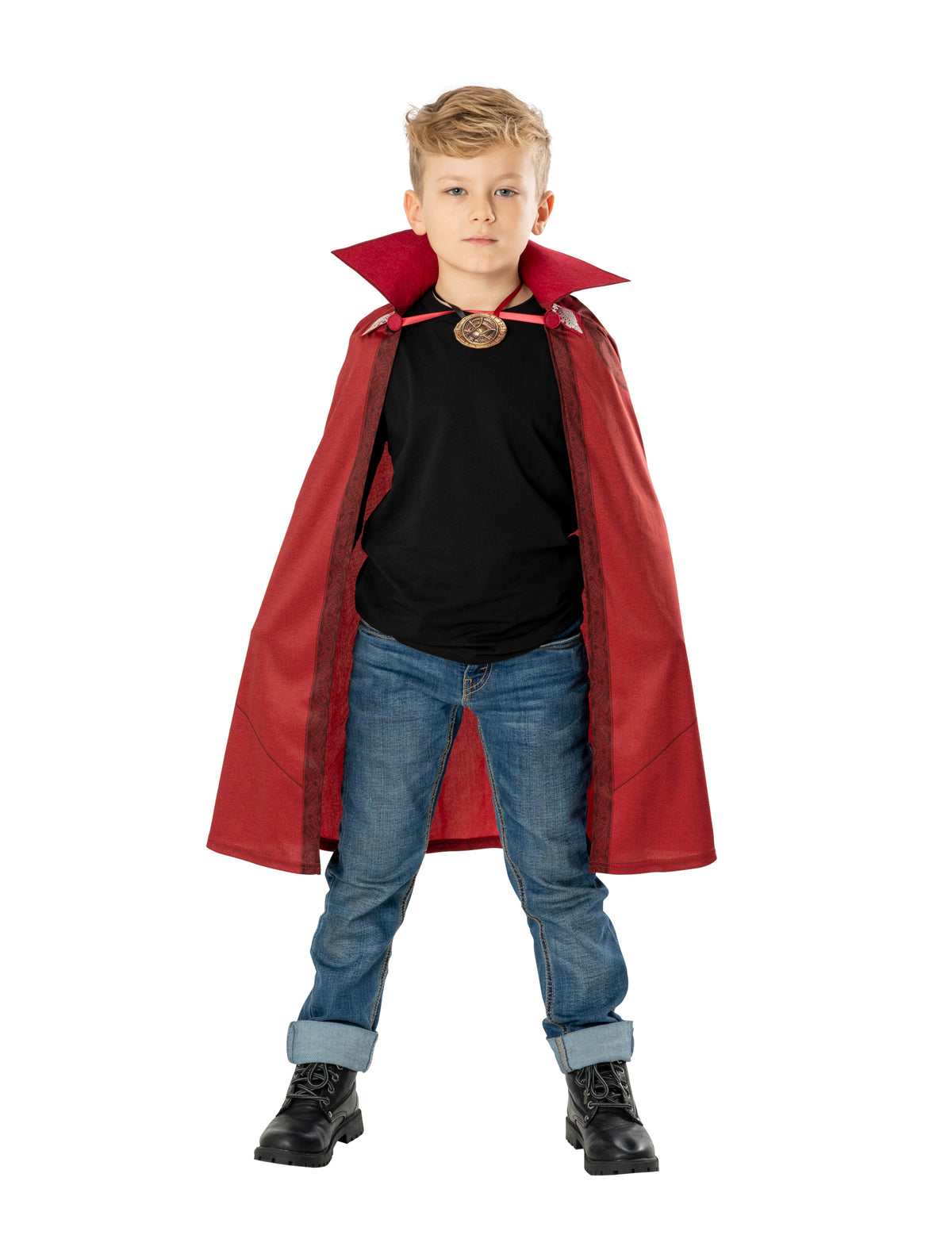 Kit cape et médaillon Docteur Strange pour enfant rouge