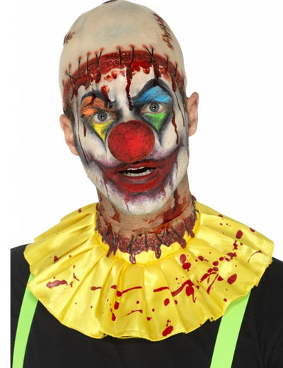 Kit en latex de clown effrayant Halloween pour adulte jaune et ensanglanté