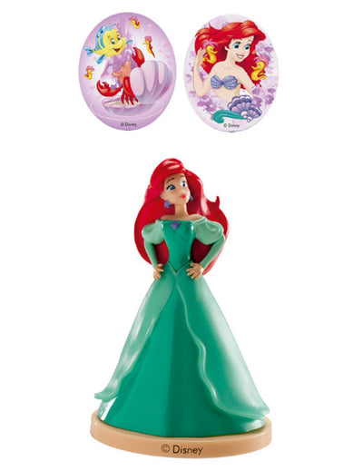 Kit de décorations Ariel La Petite Sirène pour gâteau avec figurine en robe verte