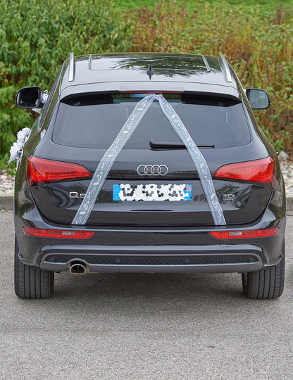 Vue arrière du kit de décoration voiture luxe mariage