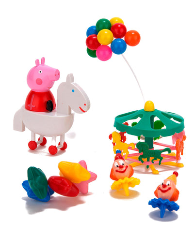 Kit de décorations gâteaux Peppa Pig pour enfant multicolore avec figurines et carrousel