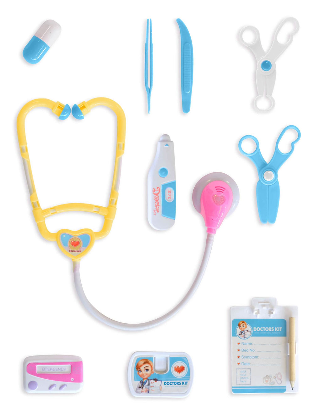 Dokterset voor kinderen, 10-delig, blauw