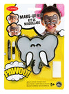 Kit maquillage éléphant pour enfant avec pinceau et éponge gris et blanc