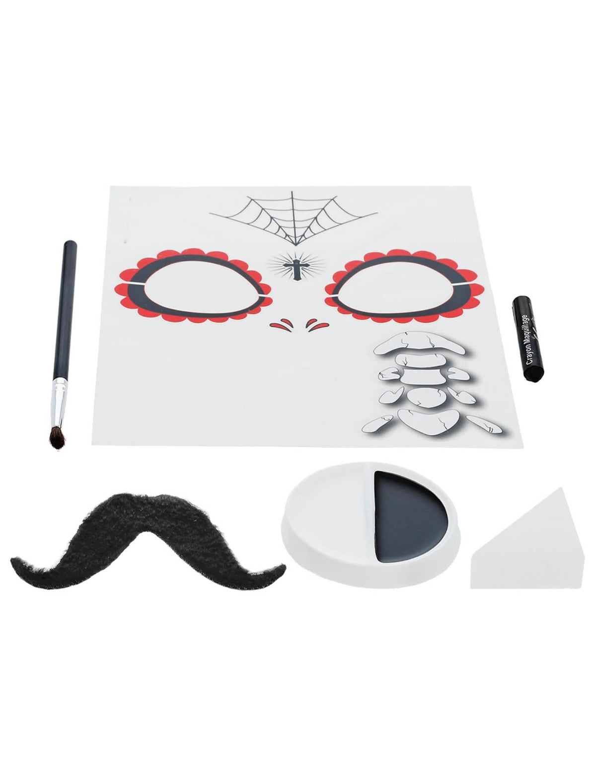 Accessoires inclus du kit maquillage squelette mexicain Dia de los muertos