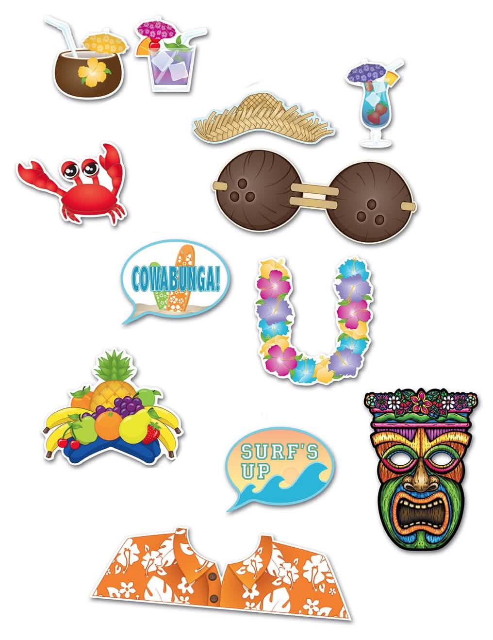 Hawaï photobooth-kit voor volwassenen 12 veelkleurige accessoires
