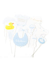 Kit photobooth baby shower pour garçon bleu et blanc 11 pièces sur tiges