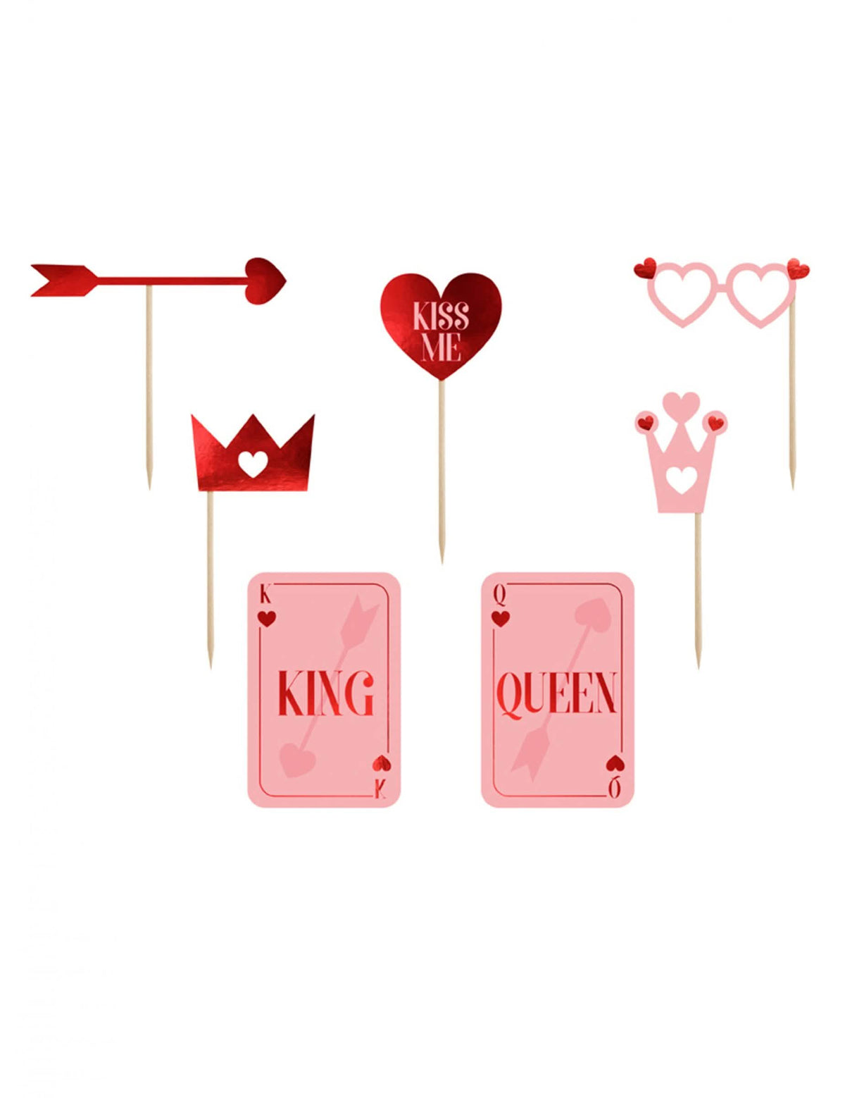 Kit photobooth love is in the air rouge et rose avec 7 accessoires