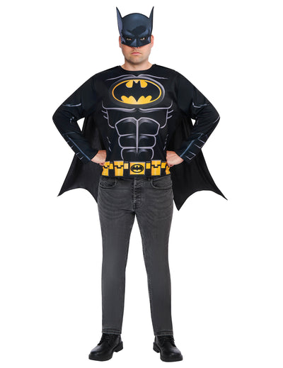 Kit top et masque Batman pour adulte noir et jaune avec cape
