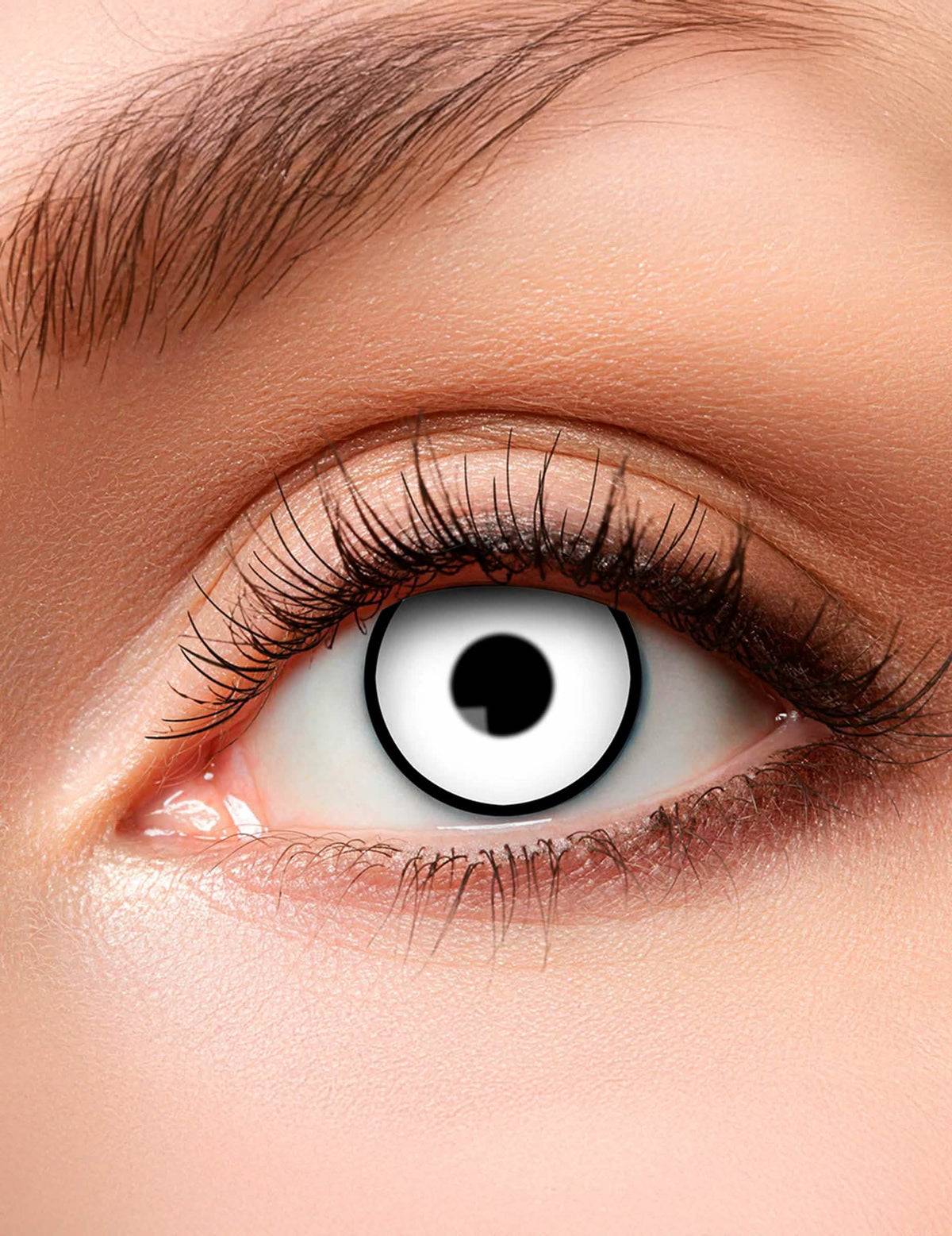 Lentilles fantaisie blanche et noire pour adulte à contour noir