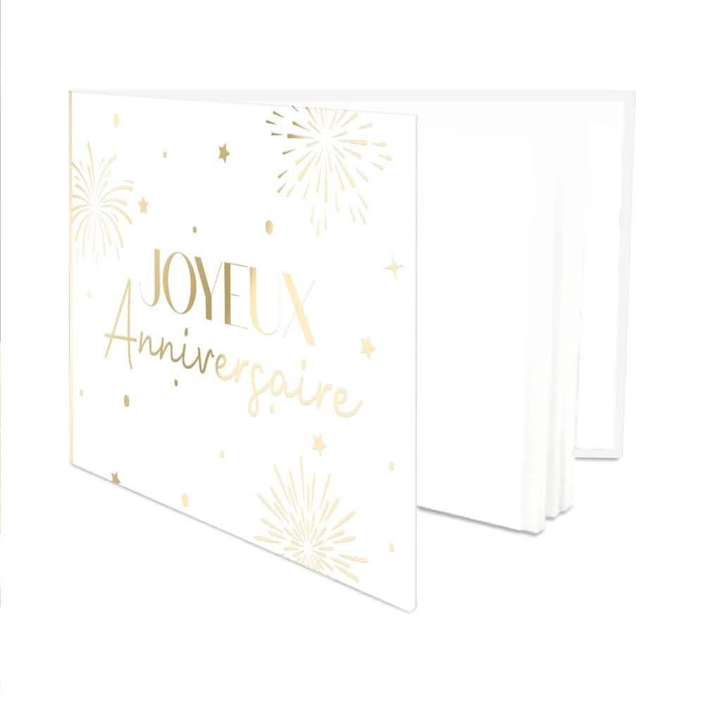 Verjaardag gastenboek goud wit