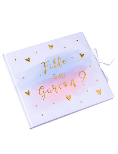 Livre d'or Fille ou garçon pour baby shower rose bleu et or