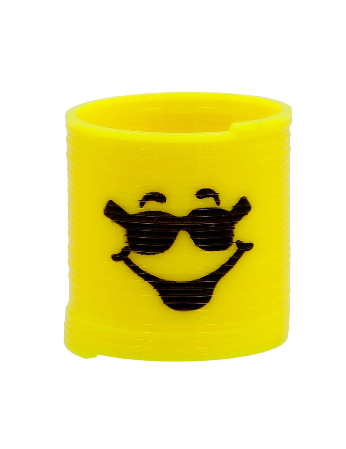 Gros plan sur le modèle jaune avec lunettes du lot de mini ressorts visages amusants pour pinata